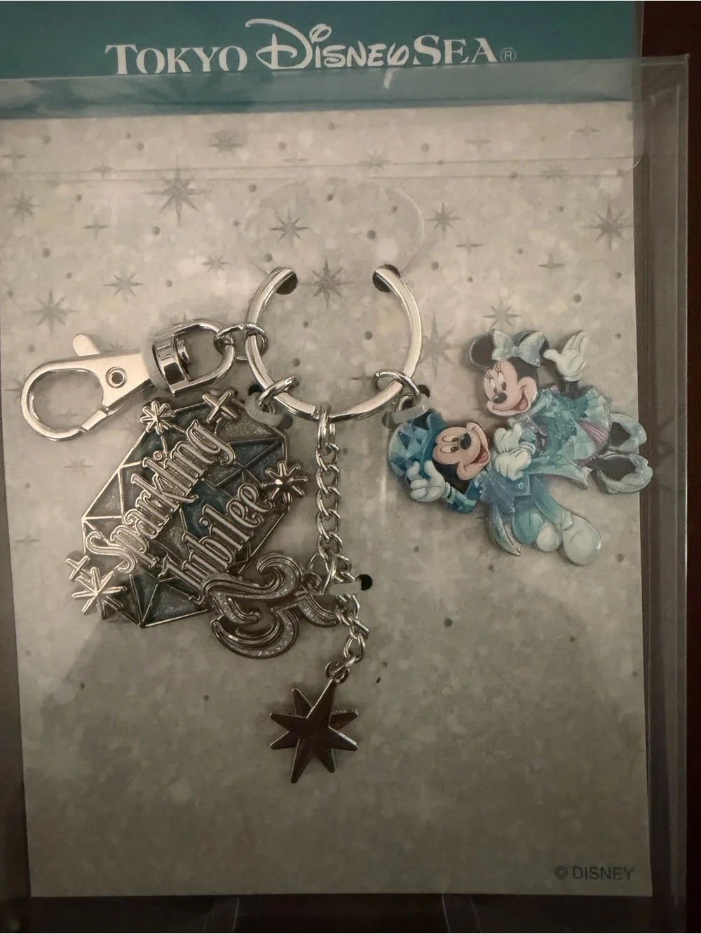 Disney Sea 25th Anniversary Sparkling Jubilee Keychain Mickey & Minnie Unopened